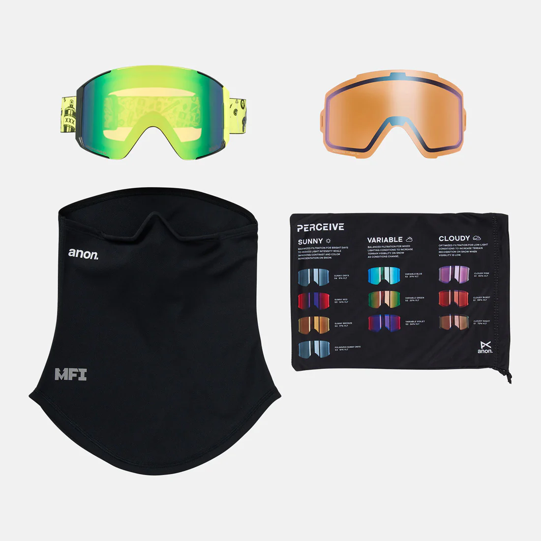 ANON Sync Goggle + MFI Facemask 2026 - Whirlwind/Perceive Variable Green - Image 6