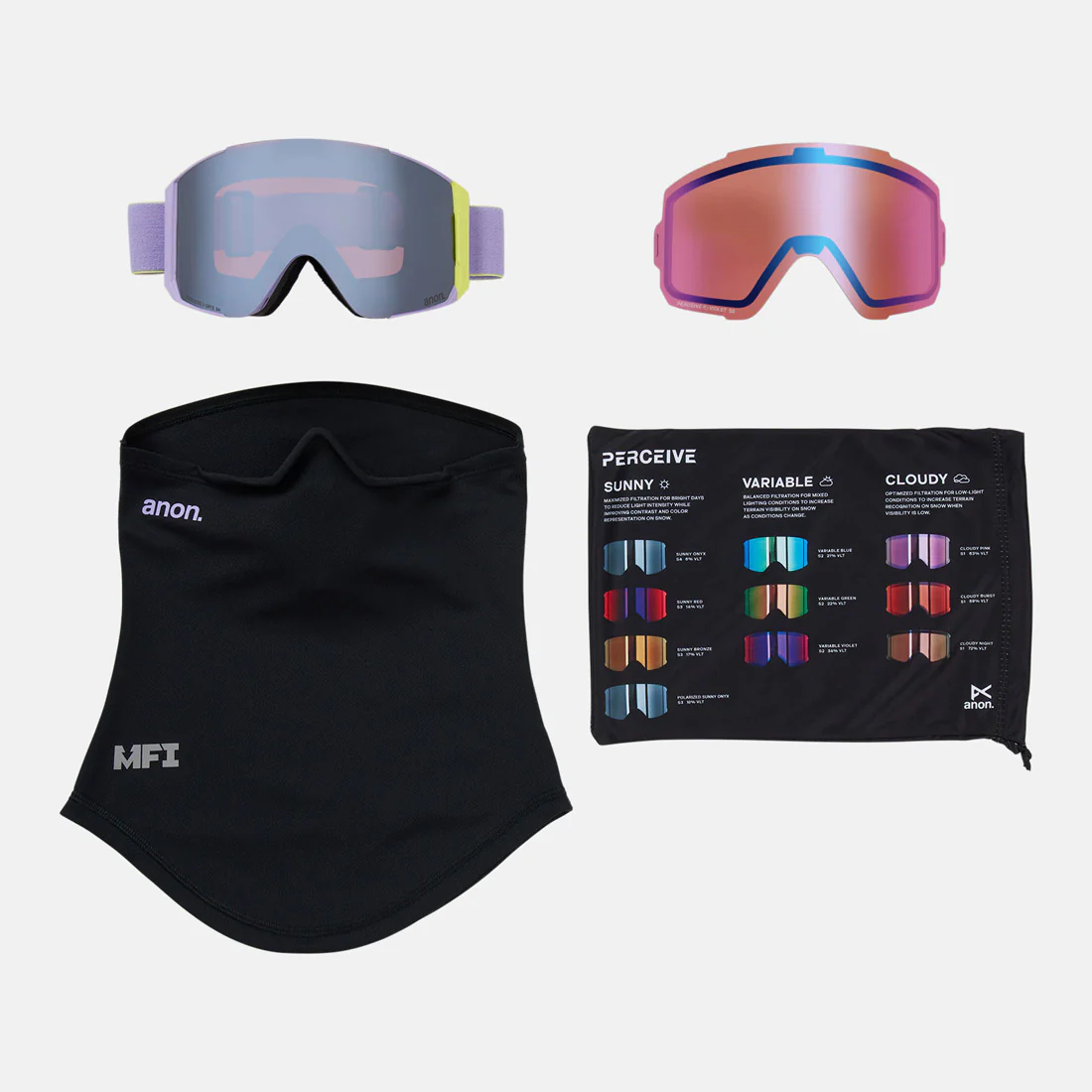 ANON Sync Low Bridge Fit Goggle + MFI Facemask 2026 - Hyper Lilac/Perceive Sunny Onyx - Image 6
