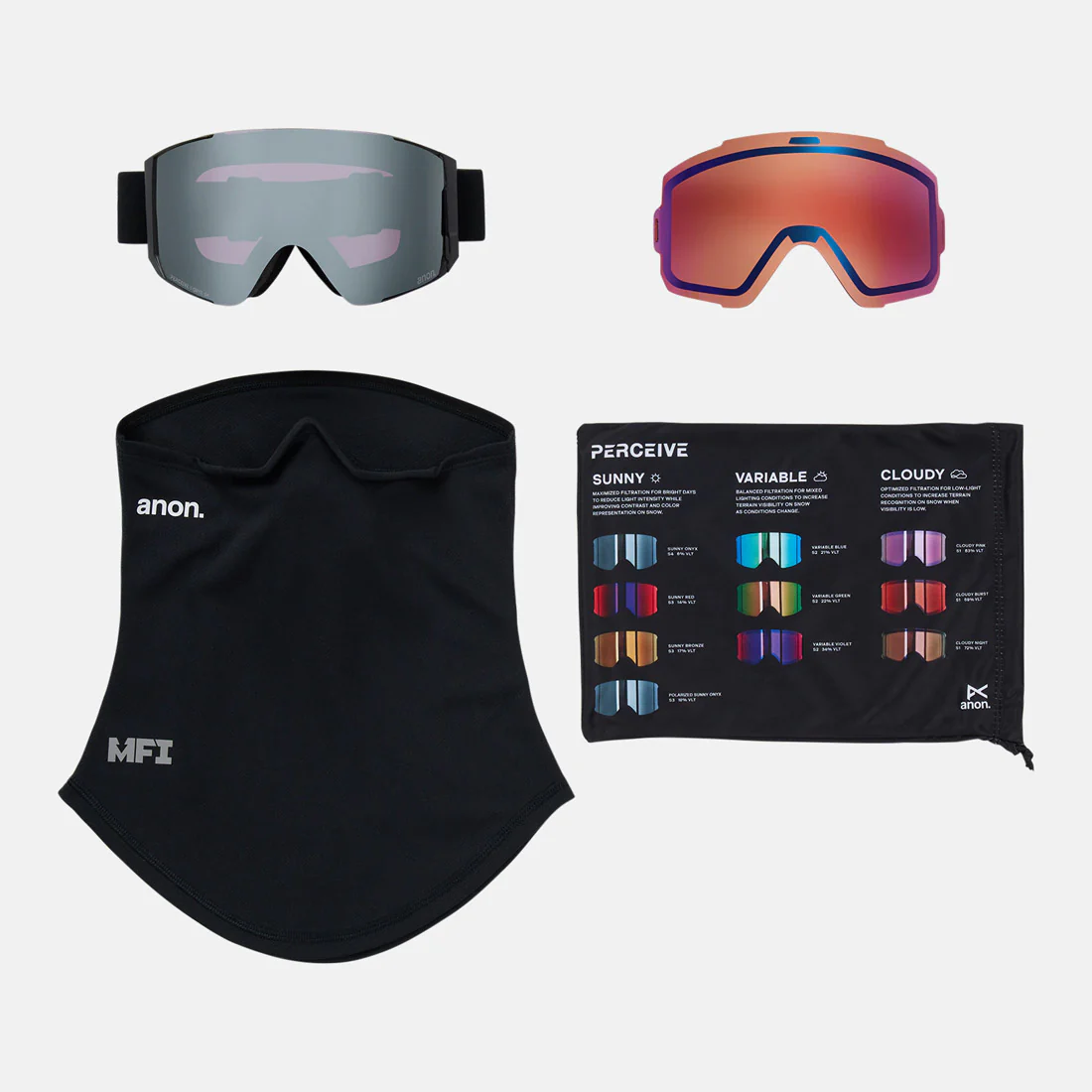 ANON Sync Low Bridge Fit Goggle + MFI Facemask 2026 - Smoke/Perceive Sunny Onyx - Image 6