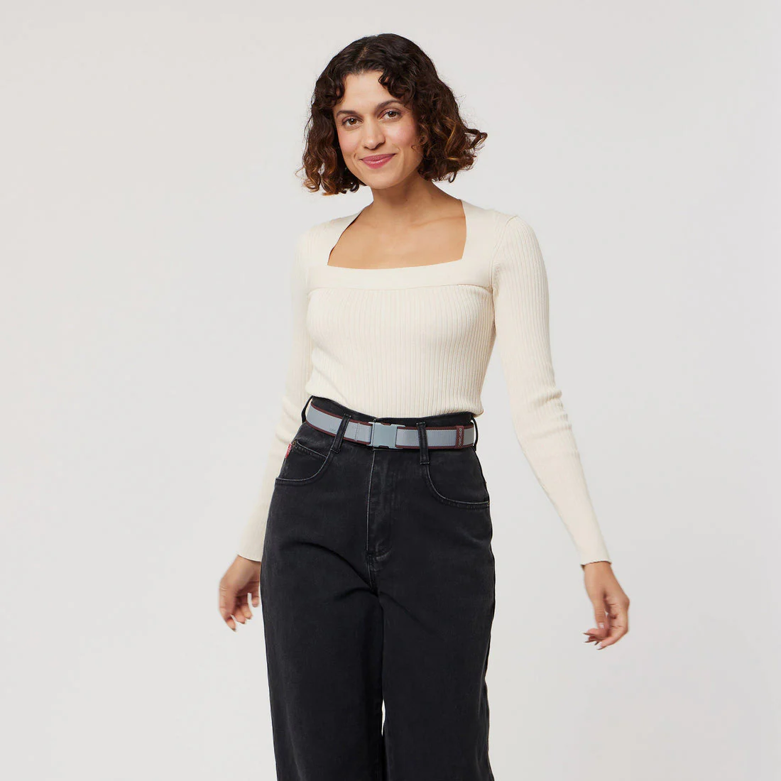 ARCADE Carto Slim Belt - Cloud/Burgundy - Image 6