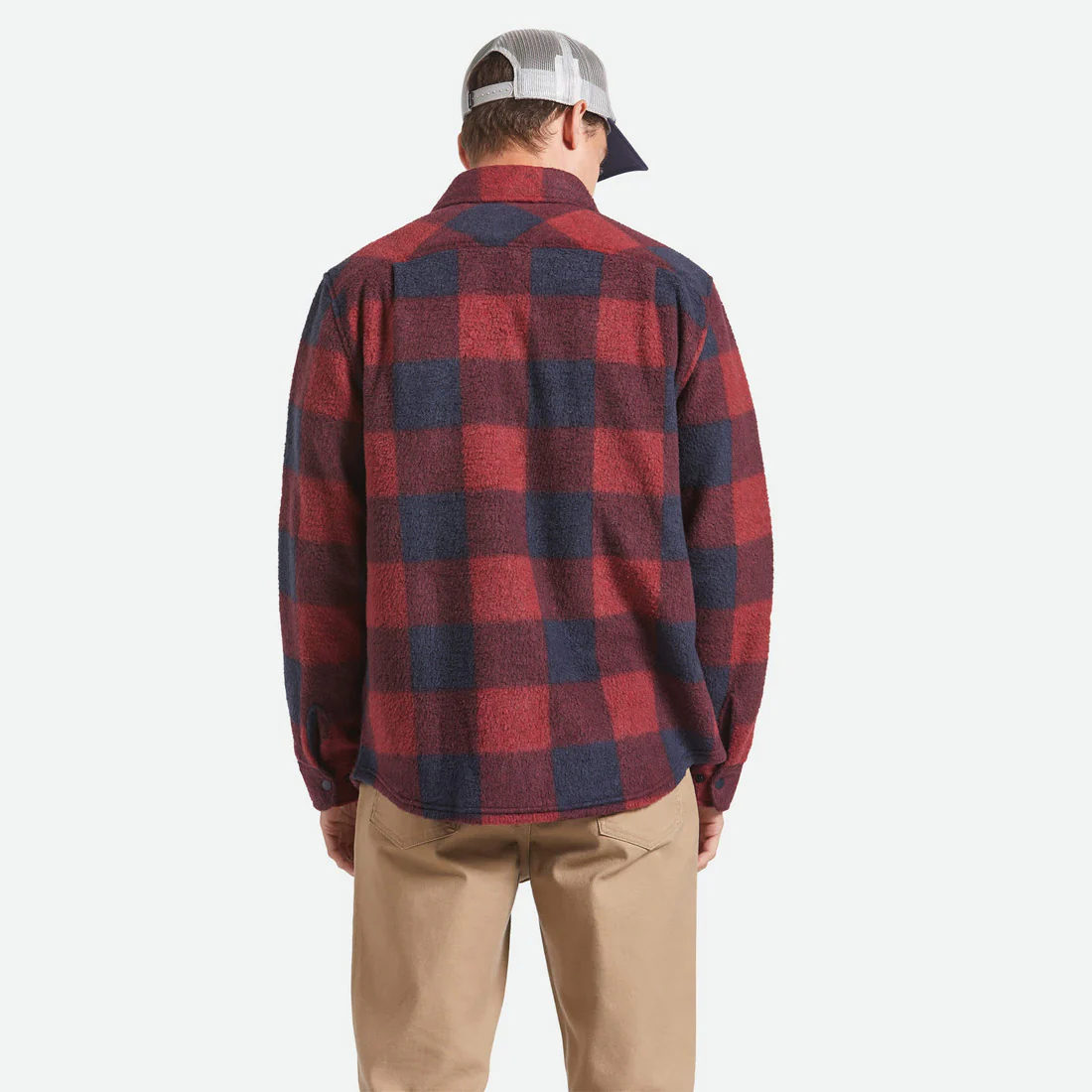 BRIXTON Bowery Arctic Stretch Fleece - Adrenaline Rush/Mood Indigo Plaid - Image 2