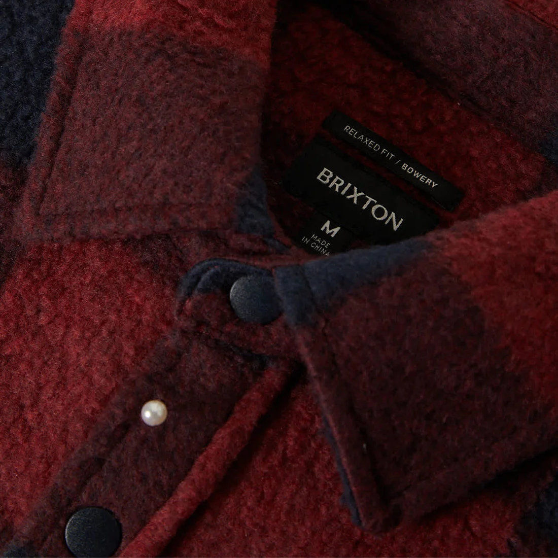 BRIXTON Bowery Arctic Stretch Fleece - Adrenaline Rush/Mood Indigo Plaid - Image 3