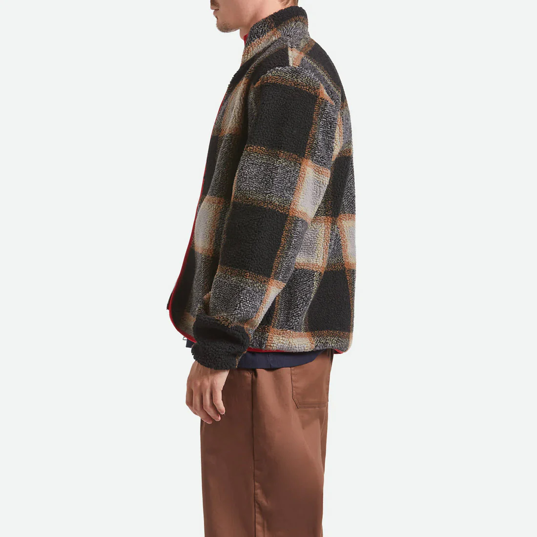 BRIXTON Buffalo Plaid Sherpa Full Zip - Black/Cream - Image 2