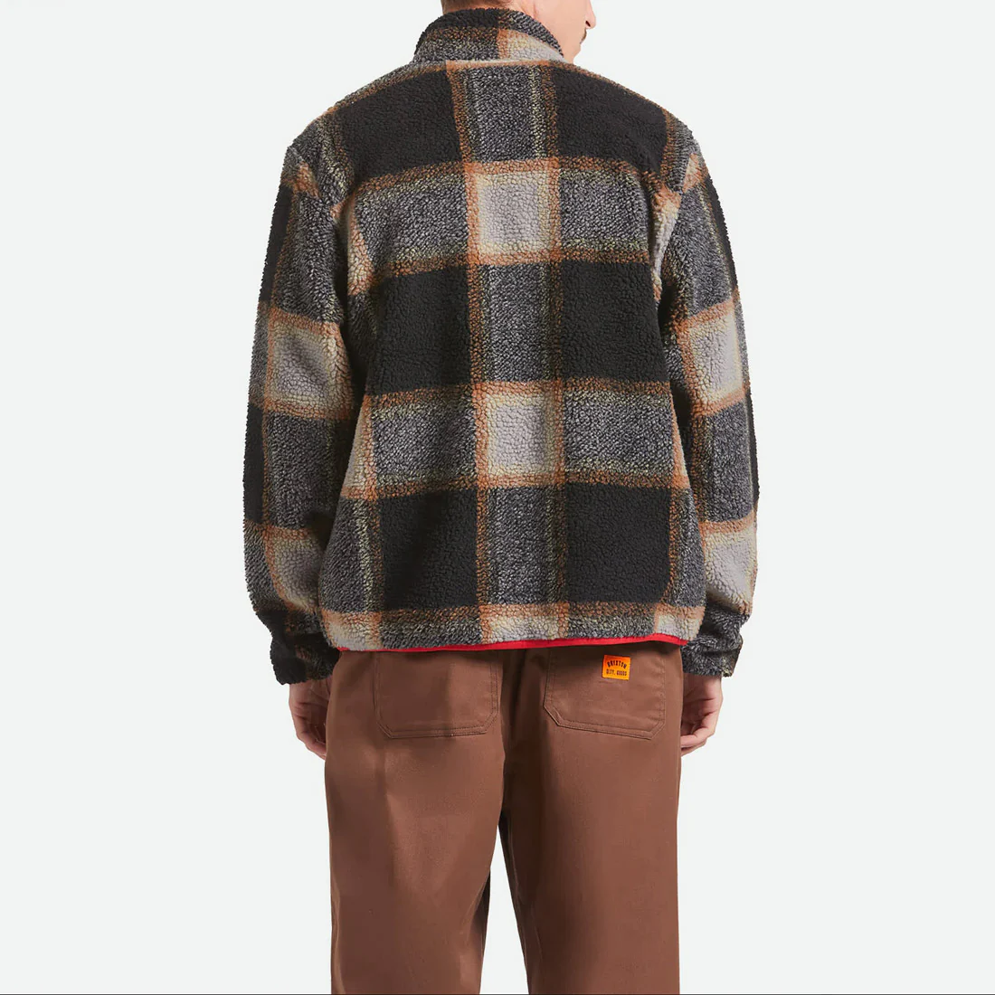 BRIXTON Buffalo Plaid Sherpa Full Zip - Black/Cream - Image 3