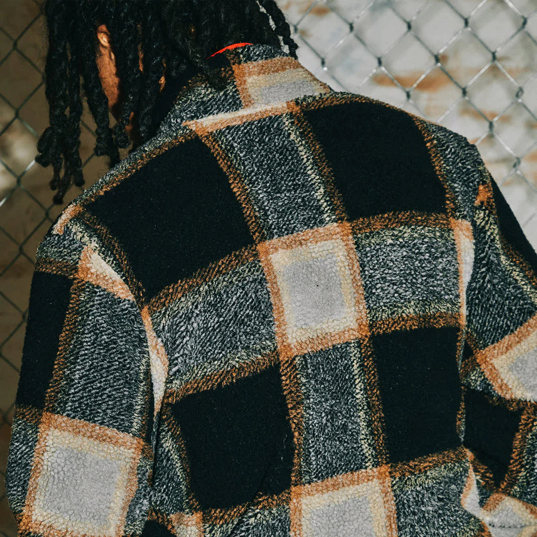 BRIXTON Buffalo Plaid Sherpa Full Zip - Black/Cream - Image 5