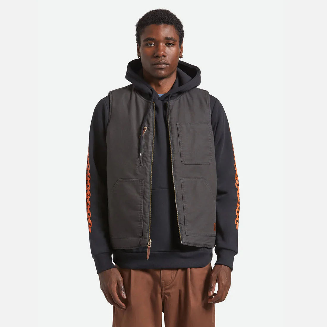 BRIXTON Builders Abraham Reversible Vest - Bark Camo - Image 4