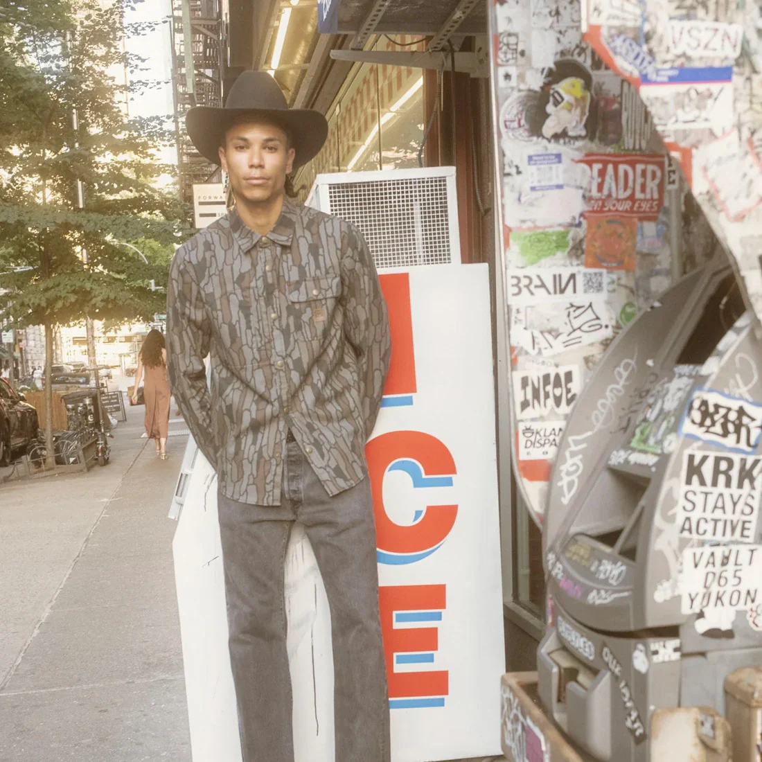 BRIXTON Builders Stretch Overshirt - Bark Camo - Image 3