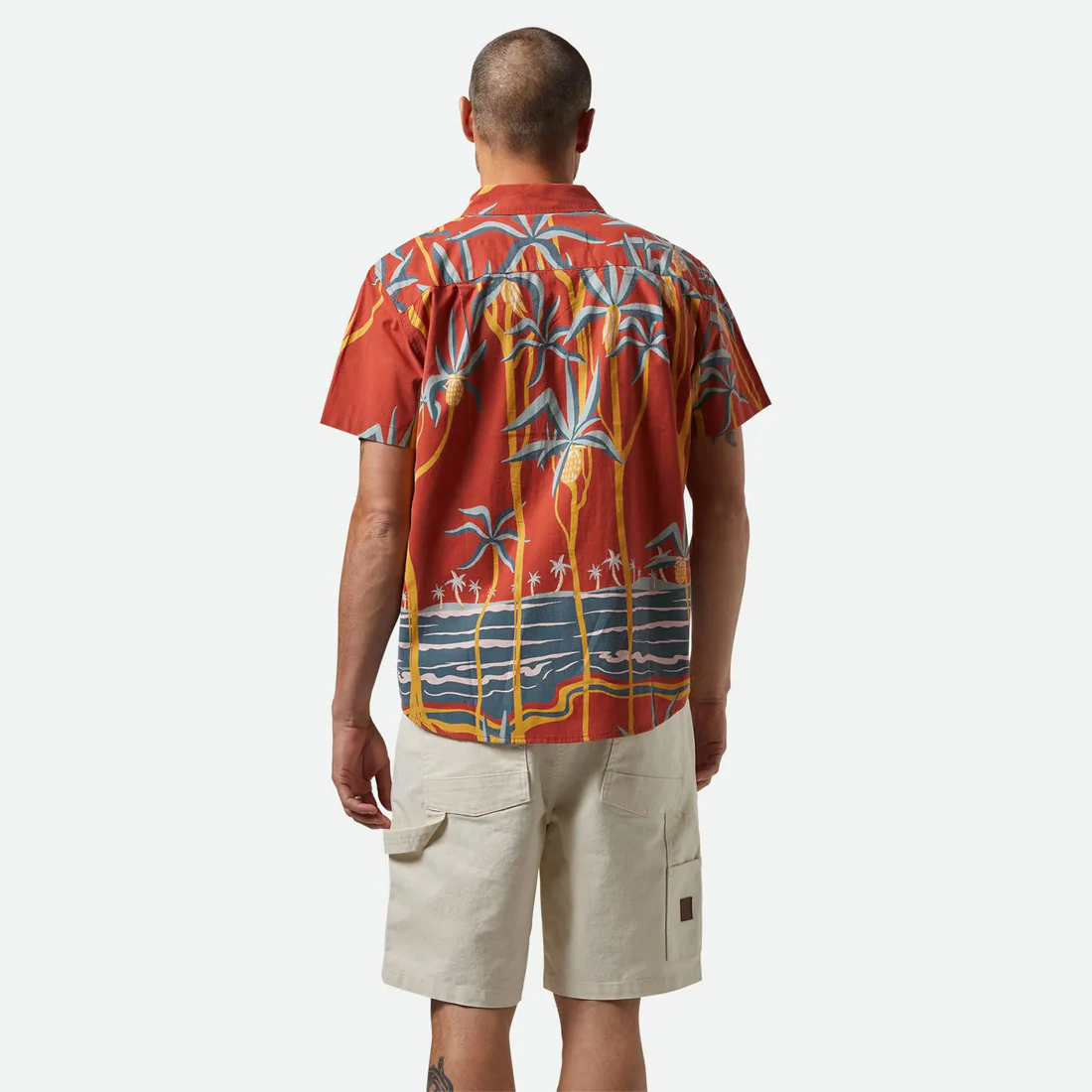 BRIXTON Charter Print Short Sleeve Shirt - Dark Red Scenic Trip - Image 2