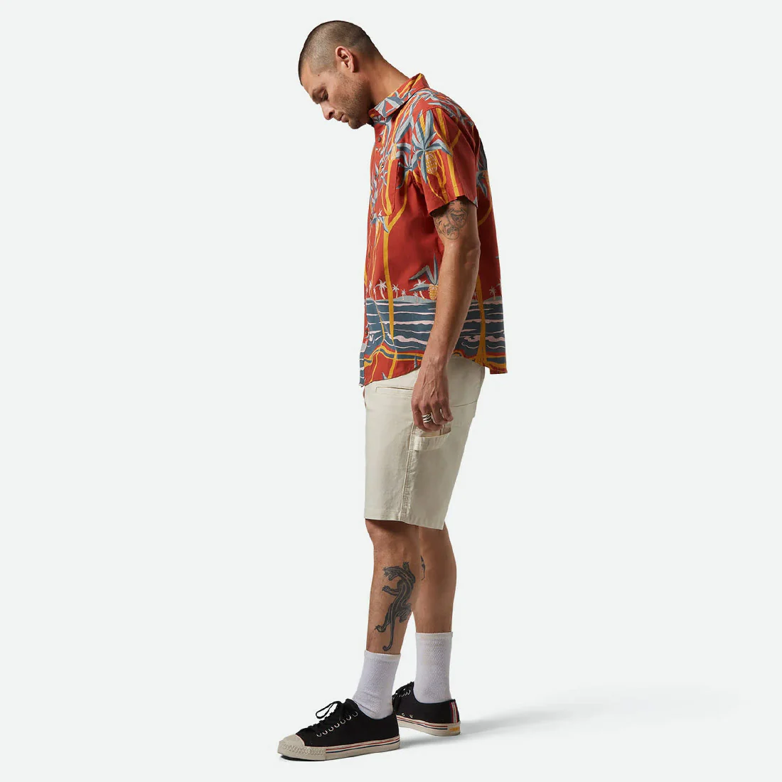 BRIXTON Charter Print Short Sleeve Shirt - Dark Red Scenic Trip - Image 3