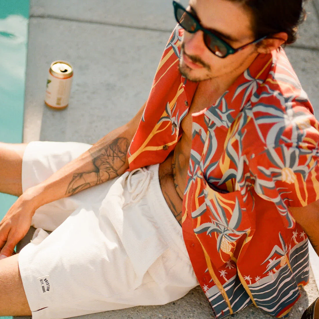 BRIXTON Charter Print Short Sleeve Shirt - Dark Red Scenic Trip - Image 5