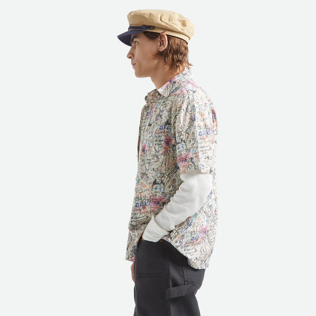BRIXTON Cru Print Short Sleeve Shirt - Grafitti - Image 2
