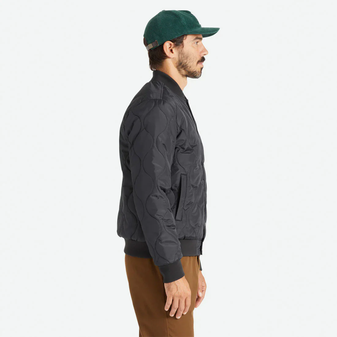 BRIXTON Dillinger Quilted Bomber Jacket - Black - Image 3