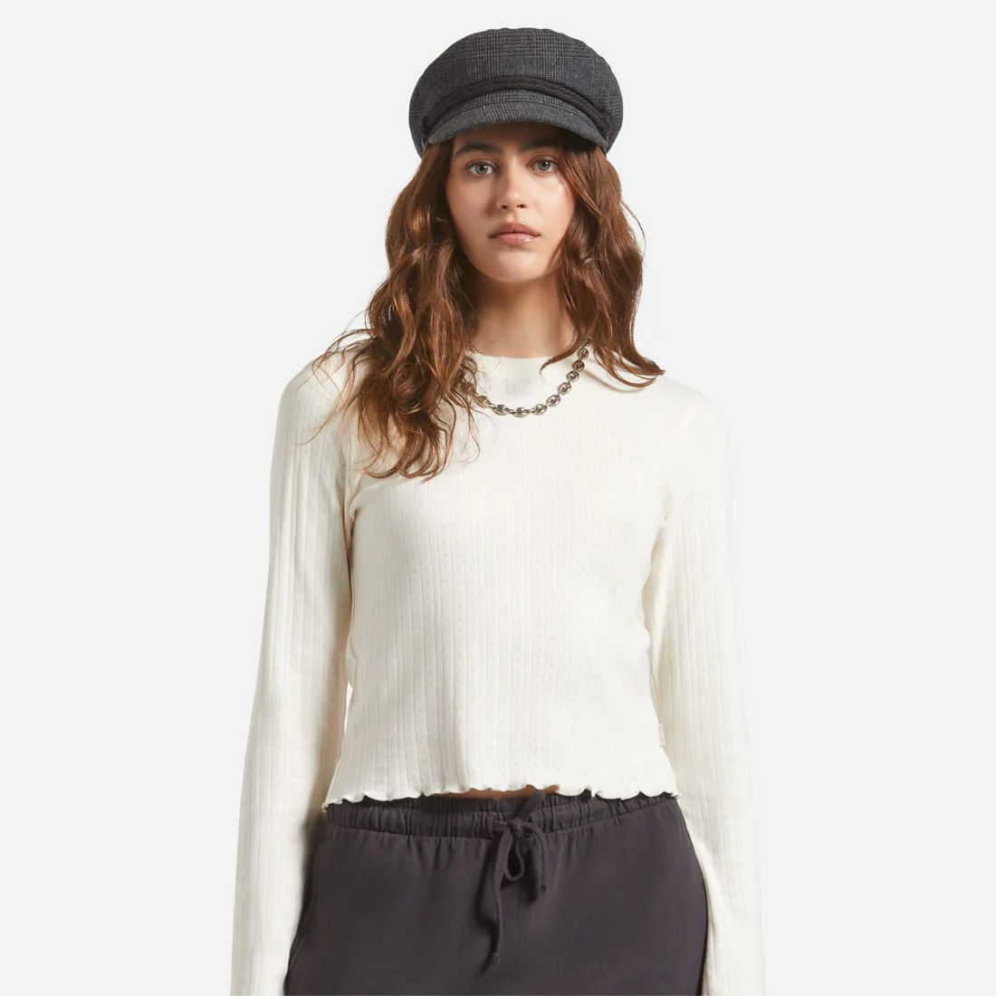 BRIXTON Fiddler Cap - Grey Shadow Plaid - Image 2