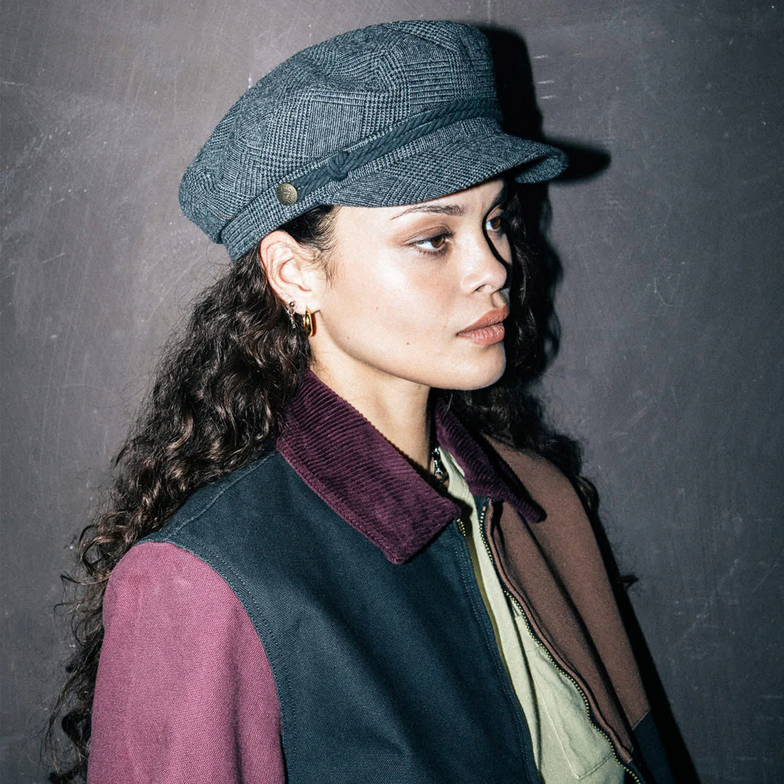 BRIXTON Fiddler Cap - Grey Shadow Plaid - Image 3