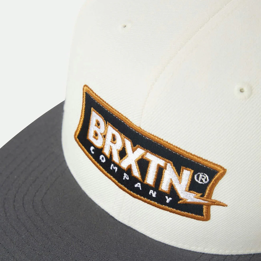 BRIXTON Lightning MP Snapback Cap - Off White/Charcoal - Image 2