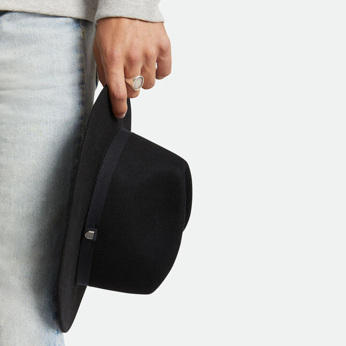 BRIXTON Messer Packable Fedora - Black/Black - Image 4