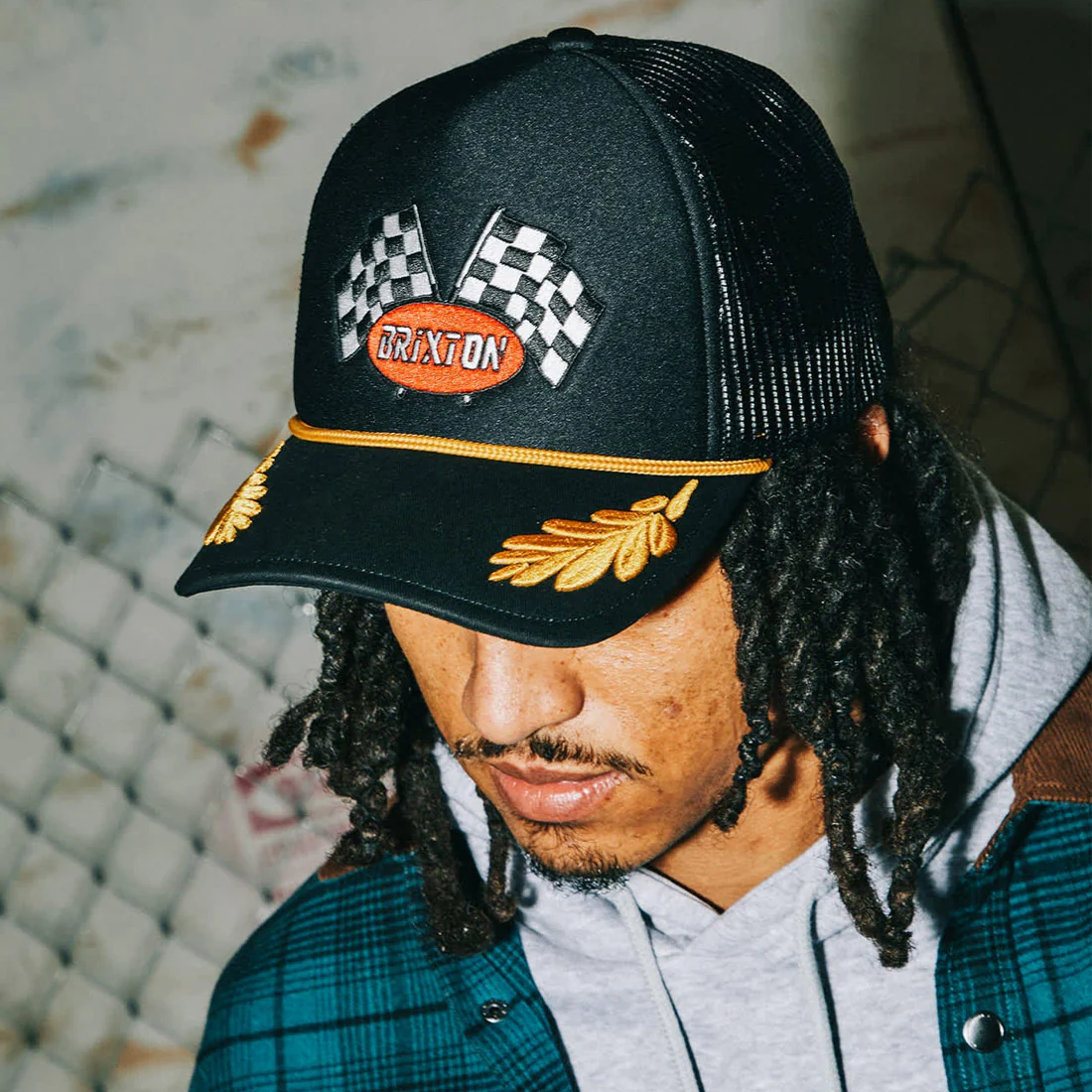 BRIXTON Podium Netplus Trucker Hat - Black/Black - Image 2