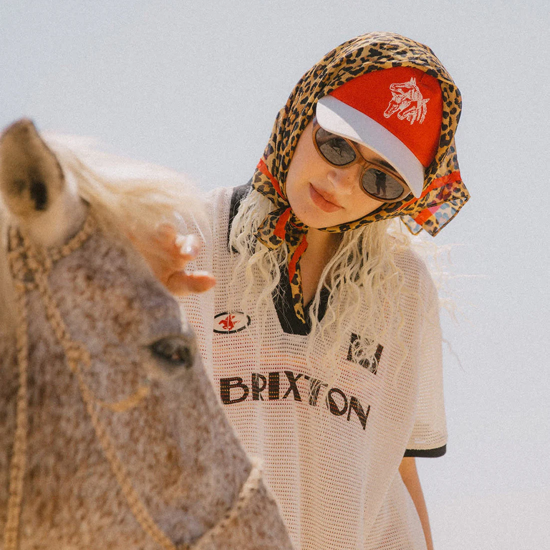 BRIXTON Round Up LP Adjustable Hat - Washed Adrenaline Rush/Whitecap - Image 4