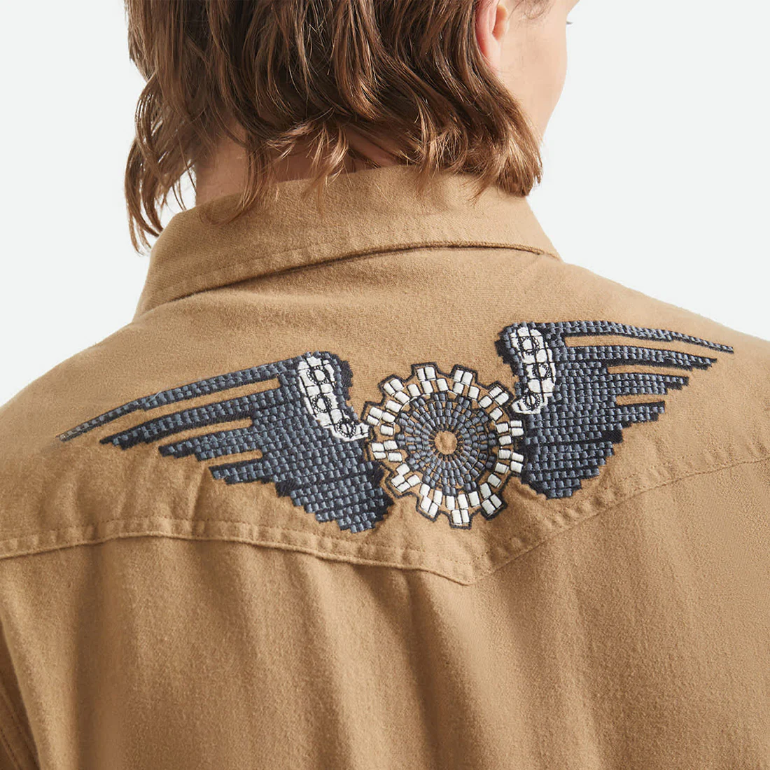 BRIXTON Waylon Lightweight Overshirt - Light Khaki - Image 3