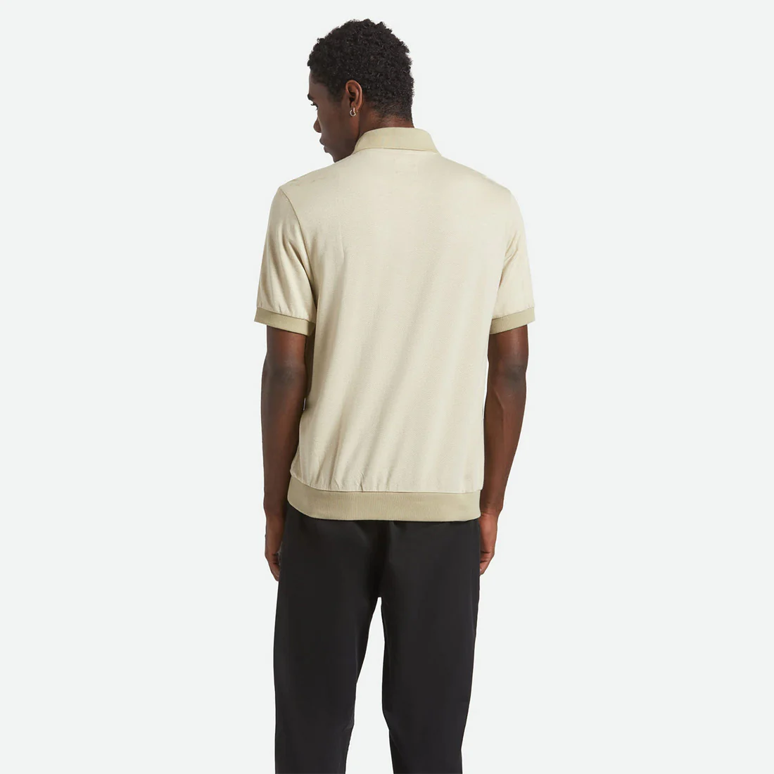 BRIXTON Weekend Herringbone Short Sleeve Polo Knit - Whitecap/Elm - Image 2