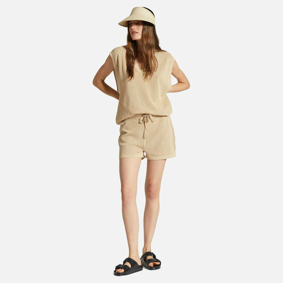 BRIXTON Women's Aruba Boxy V-Neck - Oat Milk - Image 3