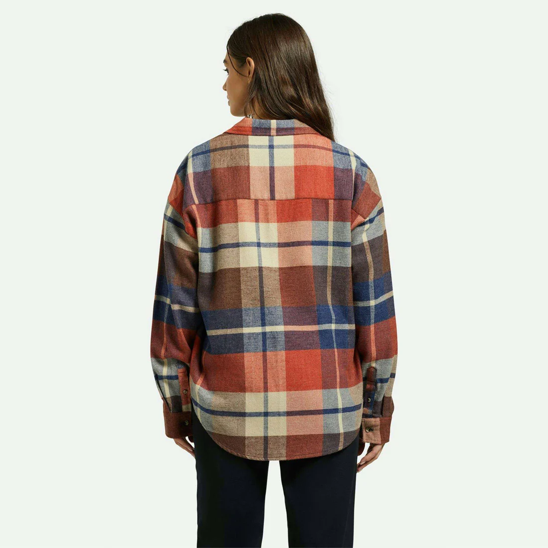 BRIXTON Women's Bowery Classic Flannel - Navy/Mars Red/Whitecap - Image 3