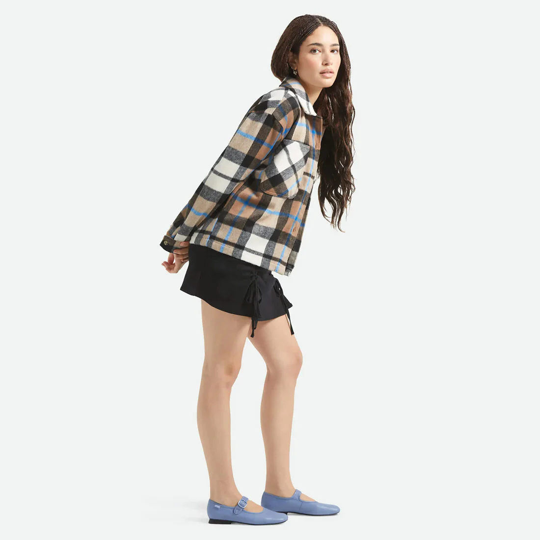 BRIXTON Women's Bowery Soft Brushed Flannel - Washed Black/Sand - Image 3