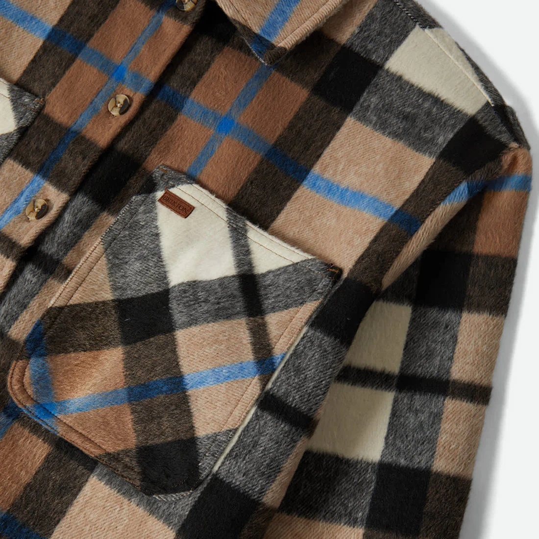 BRIXTON Women's Bowery Soft Brushed Flannel - Washed Black/Sand - Image 5