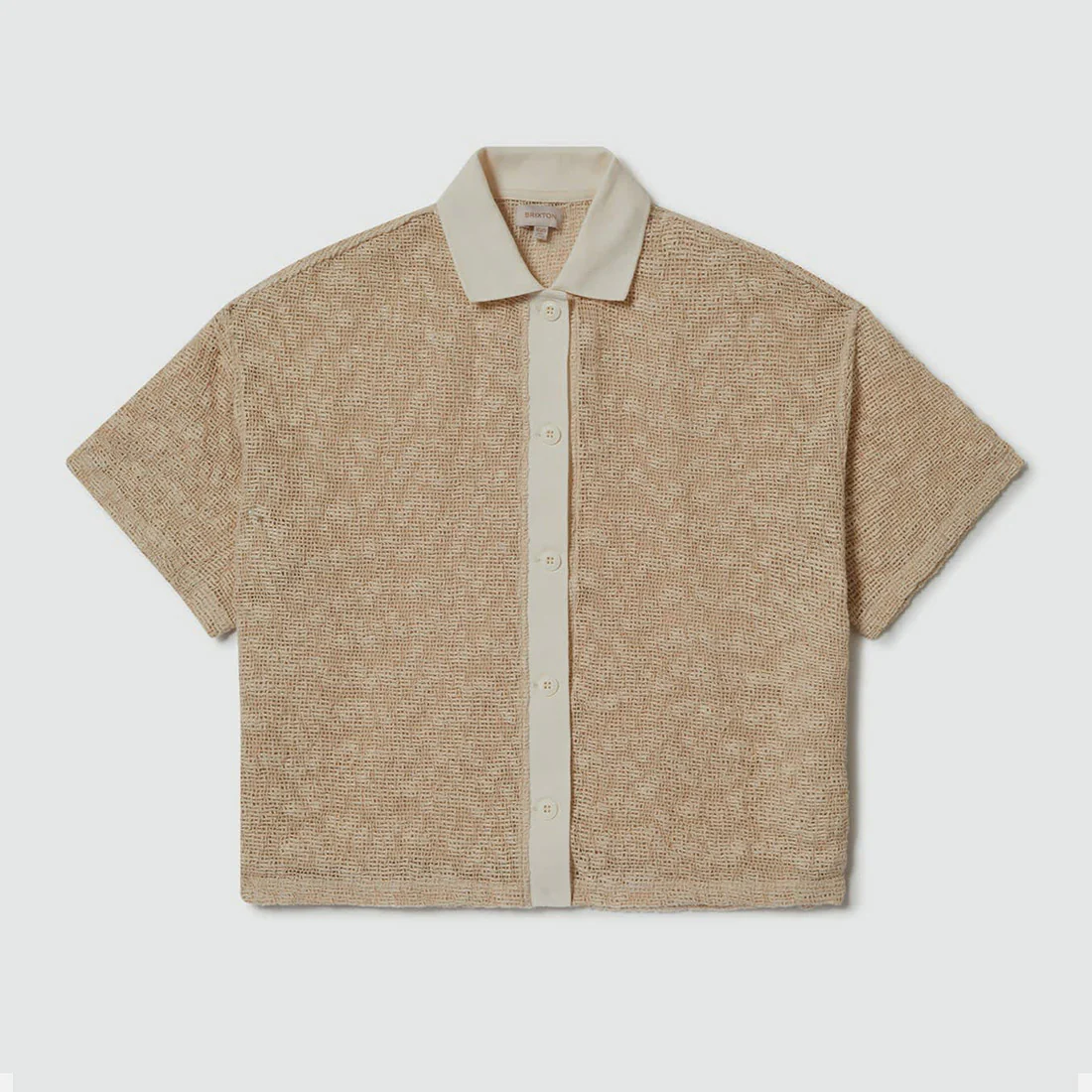 BRIXTON Women's Camp Mesh Button Down Short Sleeve Polo - Off White - Image 4