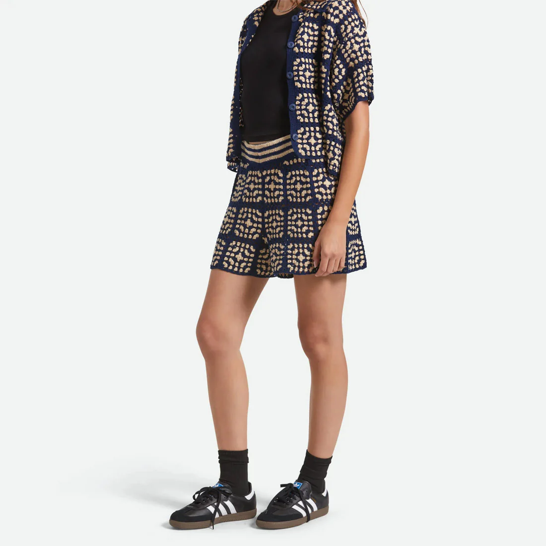 BRIXTON Women's Crochet Short - Mood Indigo/Off White - Image 2