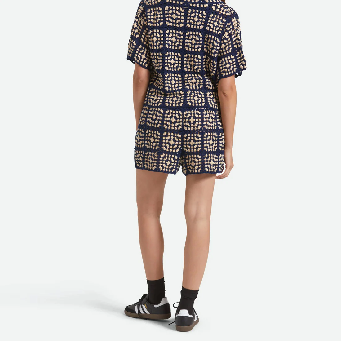 BRIXTON Women's Crochet Short - Mood Indigo/Off White - Image 3
