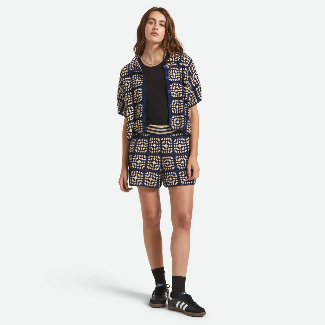 BRIXTON Women's Crochet Short - Mood Indigo/Off White - Image 4