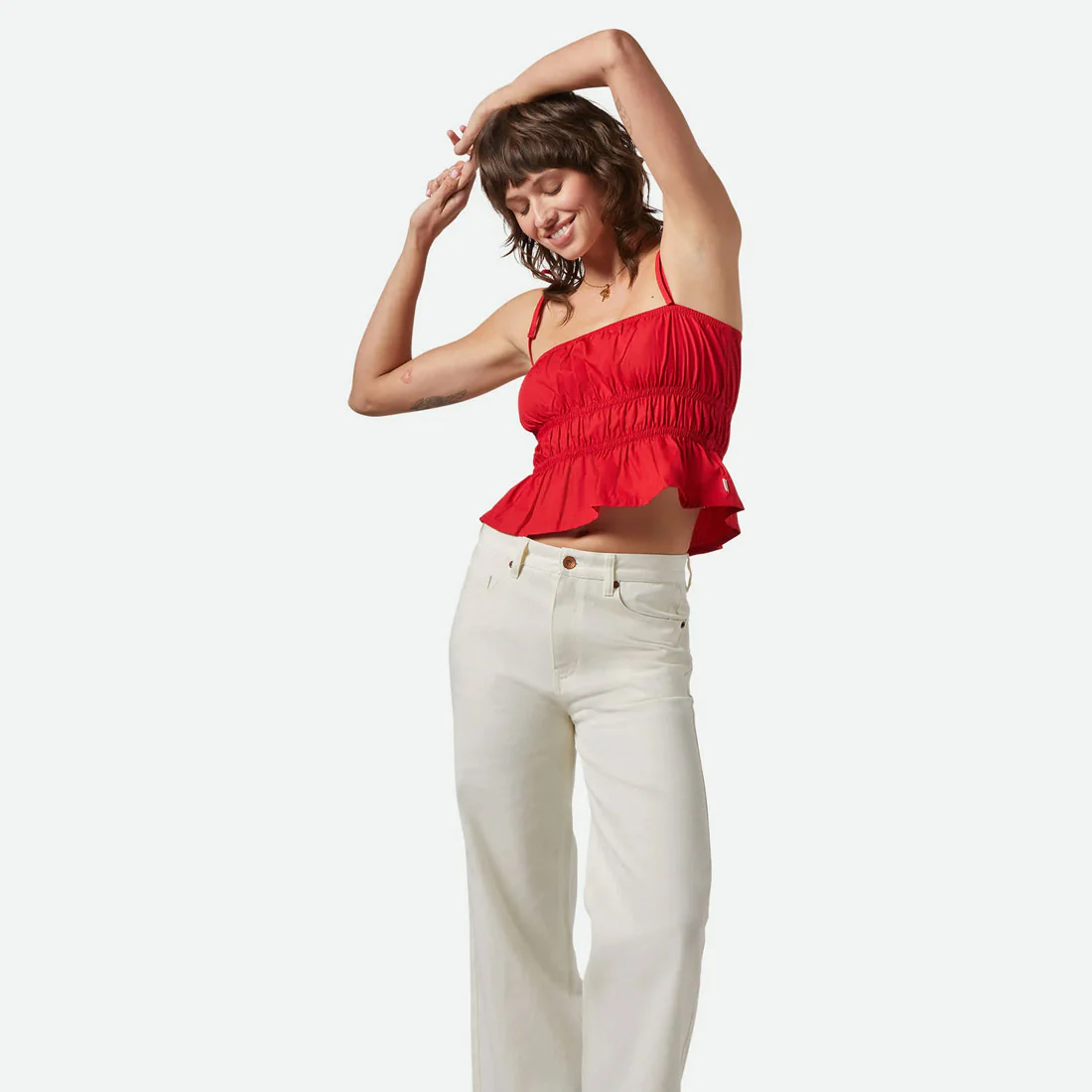 BRIXTON Women's Eden Smocked Top - Crimson - Image 3