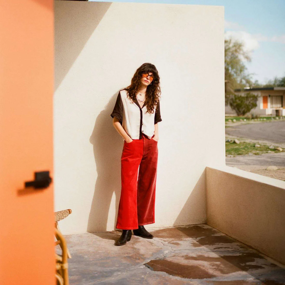 BRIXTON Women's Margo Cropped 5 Pocket Pant - Cowhide/Mars Red Cord - Image 4