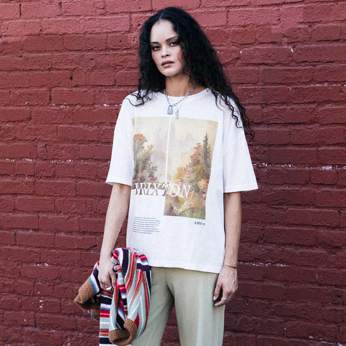 BRIXTON Women's Rocky Mountain Oversized Boyfriend Tee - Off White - Image 5