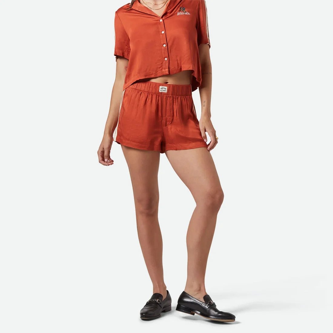 BRIXTON Women's Silky Boxer Short - Burnt Brick - Image 3