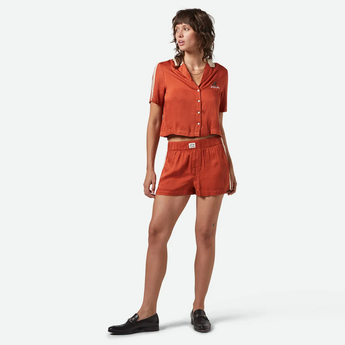 BRIXTON Women's Silky Boxer Short - Burnt Brick - Image 4