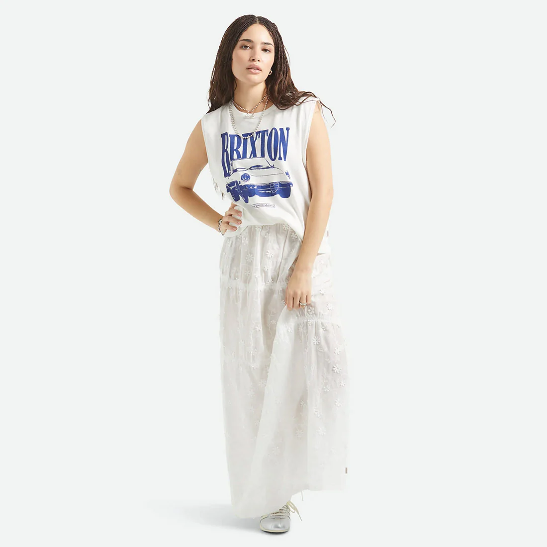 BRIXTON Women's Sunday Cruising Club Muscle Tank - Vintage White - Image 2
