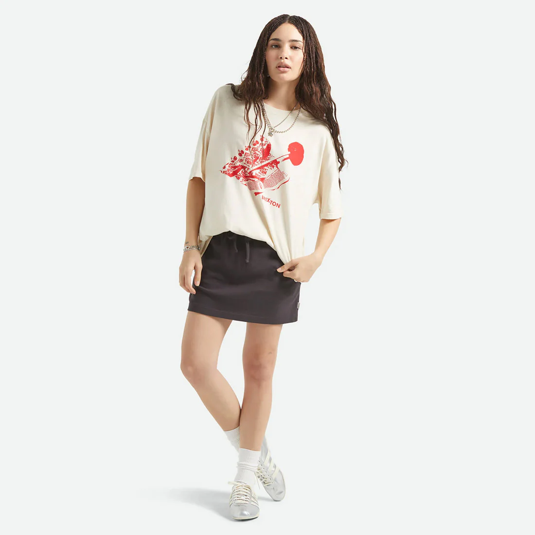 BRIXTON Women's Sweet Treat Oversized Boyfriend Tee - Whitecap - Image 3