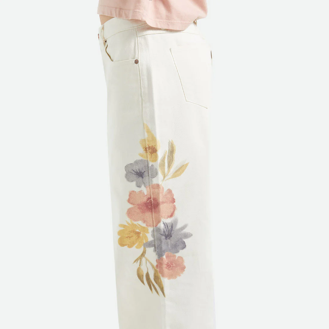 BRIXTON Women's The Chloe 5 Pocket Pant - Off White Floral Burst - Image 4