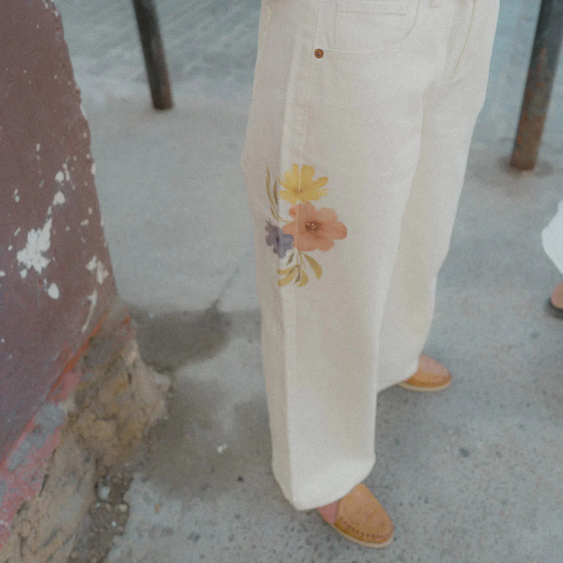 BRIXTON Women's The Chloe 5 Pocket Pant - Off White Floral Burst - Image 7