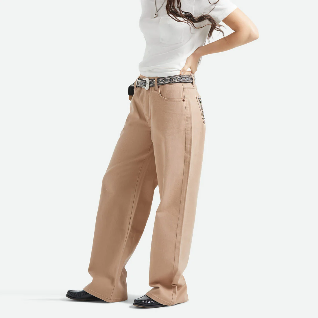 BRIXTON Womens The Chloe 5 Pocket Pant - Washed Timeless Taupe - Image 2