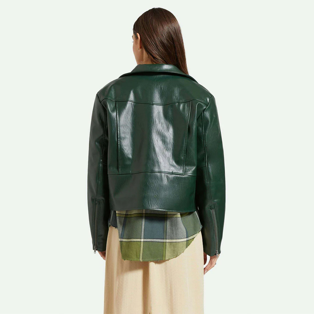 BRIXTON Women's The Moto Vegan Leather Jacket - Pine Needle - Image 4