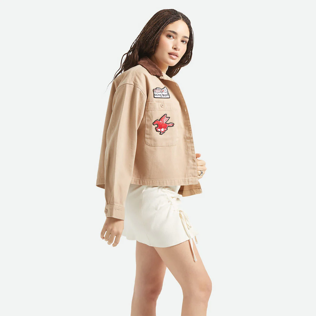 BRIXTON Women's Utopia Patchwork Overshirt - Washed Timeless Taupe - Image 2