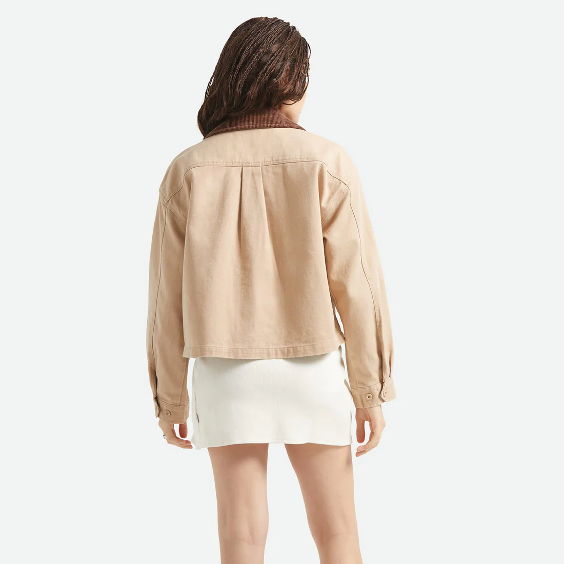 BRIXTON Women's Utopia Patchwork Overshirt - Washed Timeless Taupe - Image 3