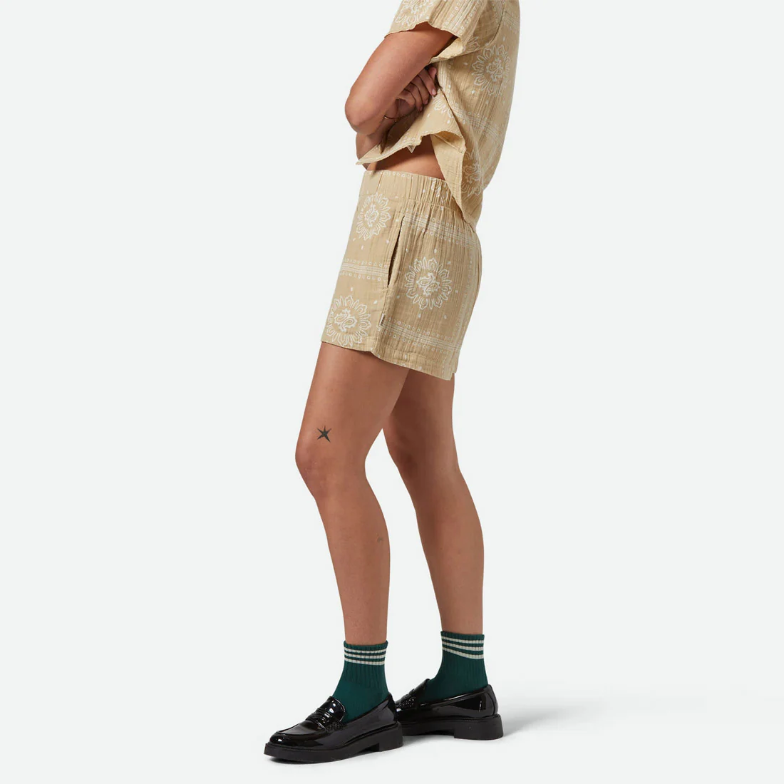 BRIXTON Women's Wandering Short - Pale Khaki Bandana - Image 3