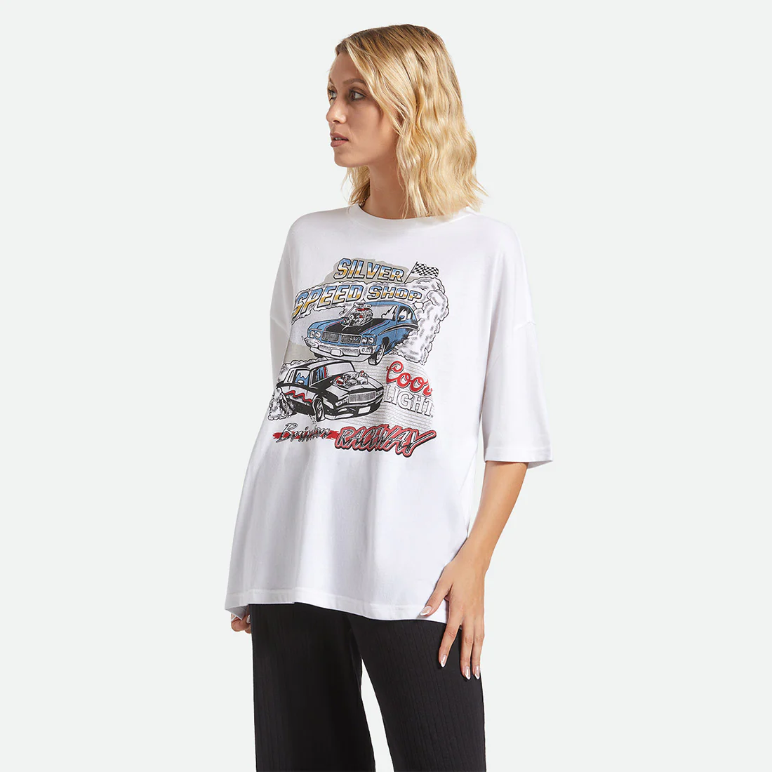 BRIXTON Women's X Coors Light Raceway Boyfriend Tee - White - Image 2