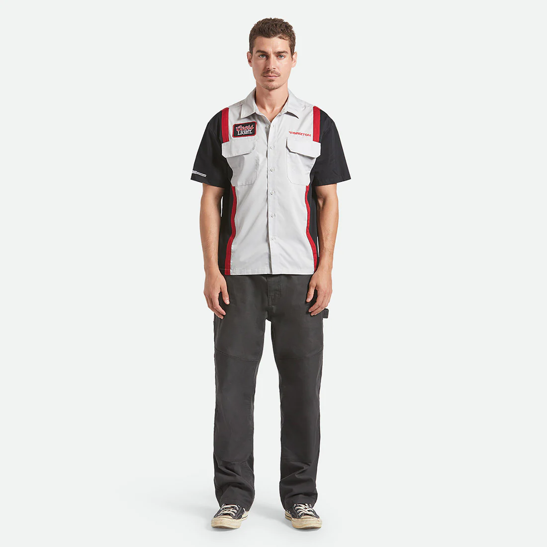 BRIXTON X Coors Light Shake Down Short Sleeve Shirt - Silver/Black - Image 3