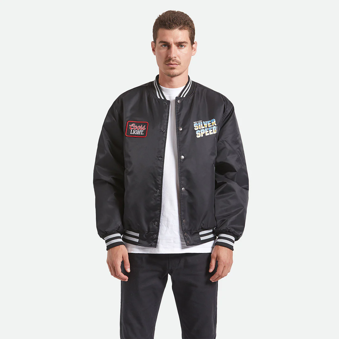 BRIXTON X Coors Light Silver Speed Shop Jacket - Black/Silver - Image 3