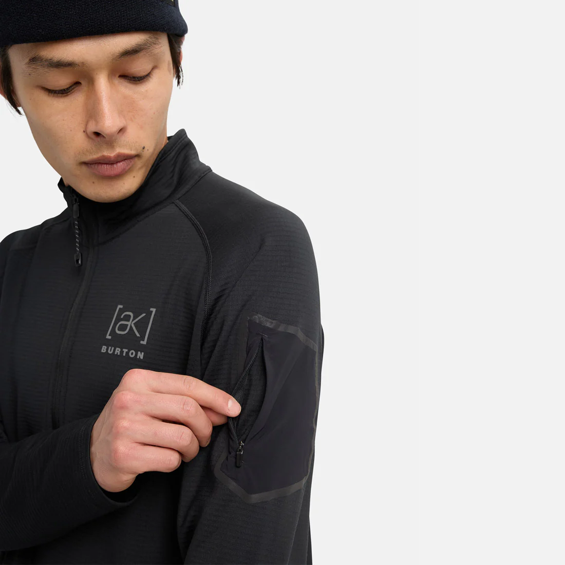 BURTON [ak] Helium Power Grid Half-Zip Fleece - True Black - Image 4